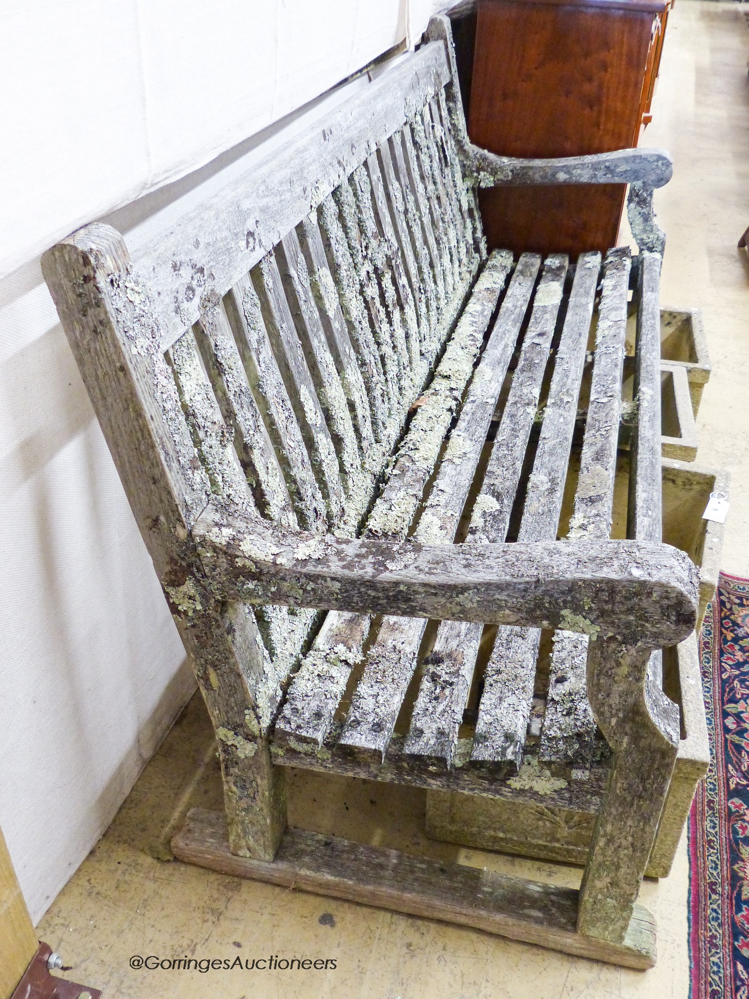 A weathered teak garden bench, length 182cm, depth 68cm, height 94cm - Image 2 of 3