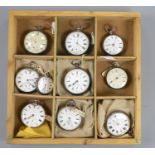 Ten assorted Victorian silver keyless and keywind pocket/fob watches.