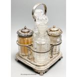 A George III silver cruet stand, by Emes & Barnard, London, 1813 and four associated cruets, two