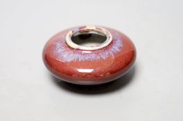 A small shallow Chinese flambé water pot, 4cm high