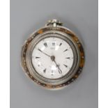 A 19th century silver and tortoiseshell triple case keywind verge pocket watch, for the Turkish