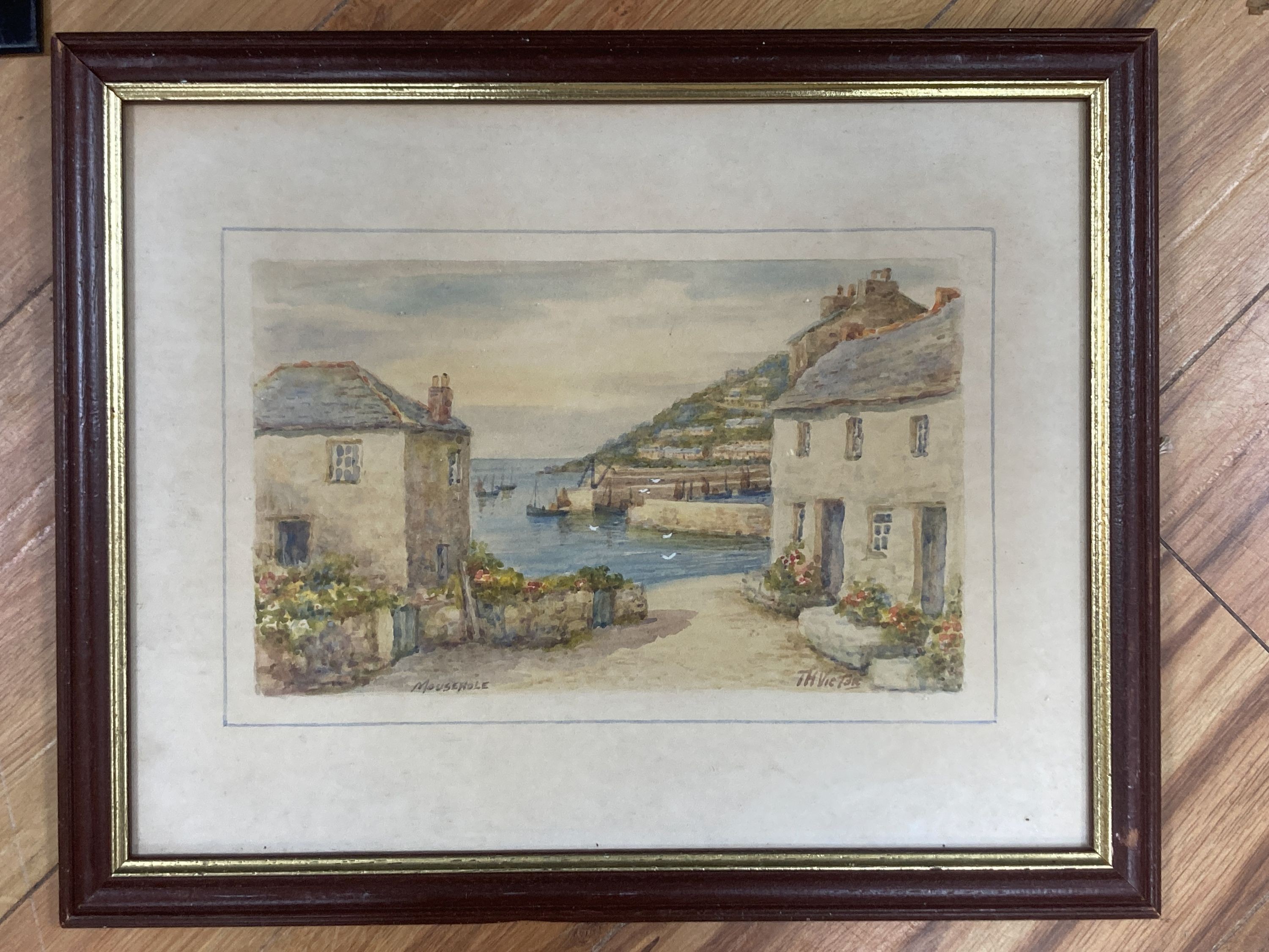 Thomas Herbert Victor (1894-1980), watercolour, Mousehole, signed, 16 x 26cm. - Image 2 of 5