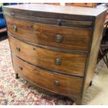 A Regency banded mahogany bowfront chest, width 91cm, depth 54cm, height 92cm