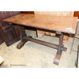 A small 18th century style oak refectory table, length 126cm, depth 55cm, height 71cm