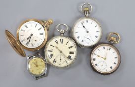 Two silver open face pocket watches including Victorian by Harris of Manchester, two other pocket