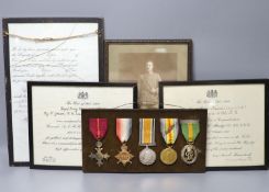 A Great War group of five medals to Lt Col. F.Gracie., O.B.E., M.B. R.A.M.C.,comprisingO.B.E1914-15