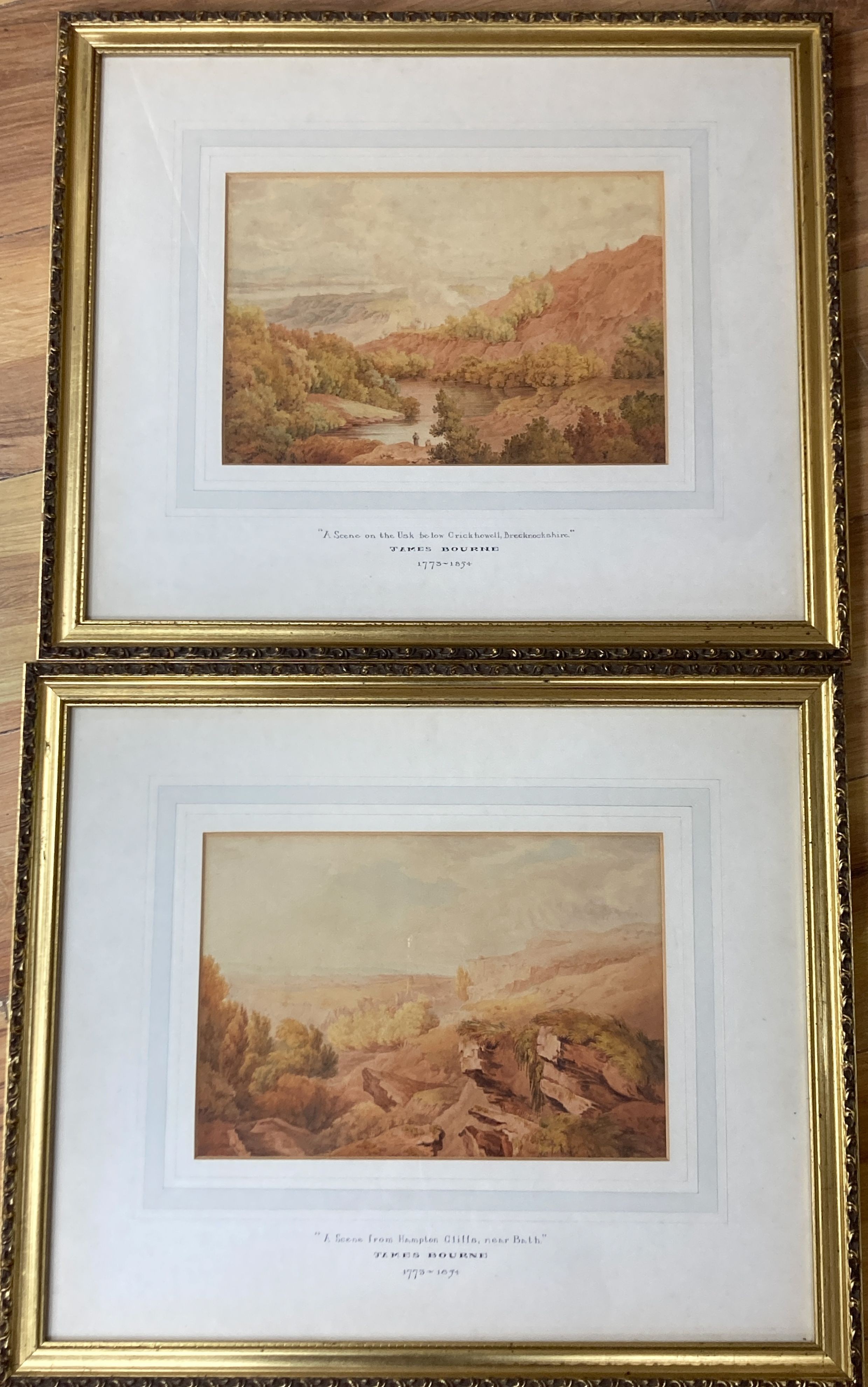 Attributed to James Bourne (1773-1854) pair of watercolours, Hampton Cliffs near Bath and on the