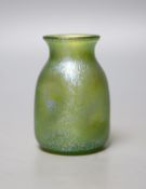 A Loetz iridescent green glass posy vase, 9cm