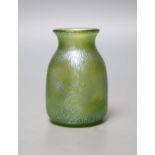 A Loetz iridescent green glass posy vase, 9cm