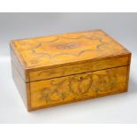 An early Victorian floral marquetry and satinwood writing slope, 35cm