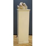 Wilby Hart, alabaster sculpture, abstract form, W. 33cm. H 32cm., on a painted wood pedestal.