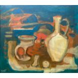 Myrta Fisher (1917-1999), oil on board, still life with jug, signed, 40 x 45cm.