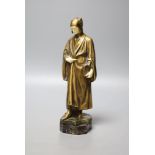 A. Faguelle, a bronze and ivory figure of Dante, c.1900, foundry Susse Frere Ed. Paris, 20cm