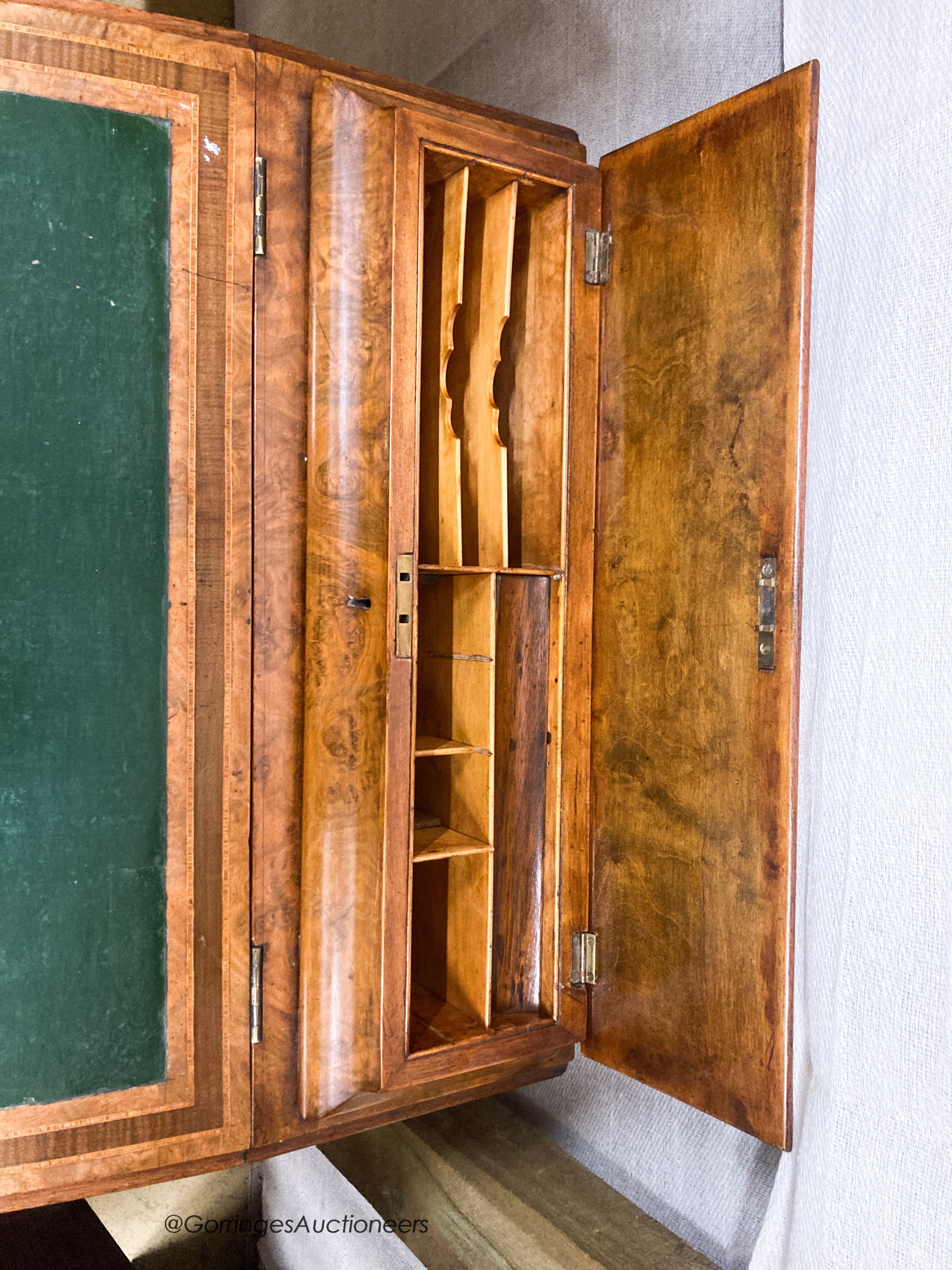 A Victorian banded walnut Davenport, W.54cm. D.54cm H.73cm - Image 3 of 4