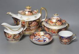 An English porcelain Imari pattern part teaset, c.1810