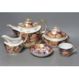 An English porcelain Imari pattern part teaset, c.1810