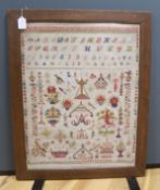 A French needlework sampler, dated 1860, Frame 84 x 67.5 cm