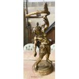 Nine gilt metal figures of Hercules, height 42cm