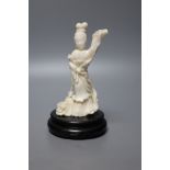 A Chinese white coral carving of a lady, 13.5cm, 177g