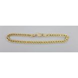 A modern 585 yellow metal curb link bracelet, 18cm, 3.3 grams.