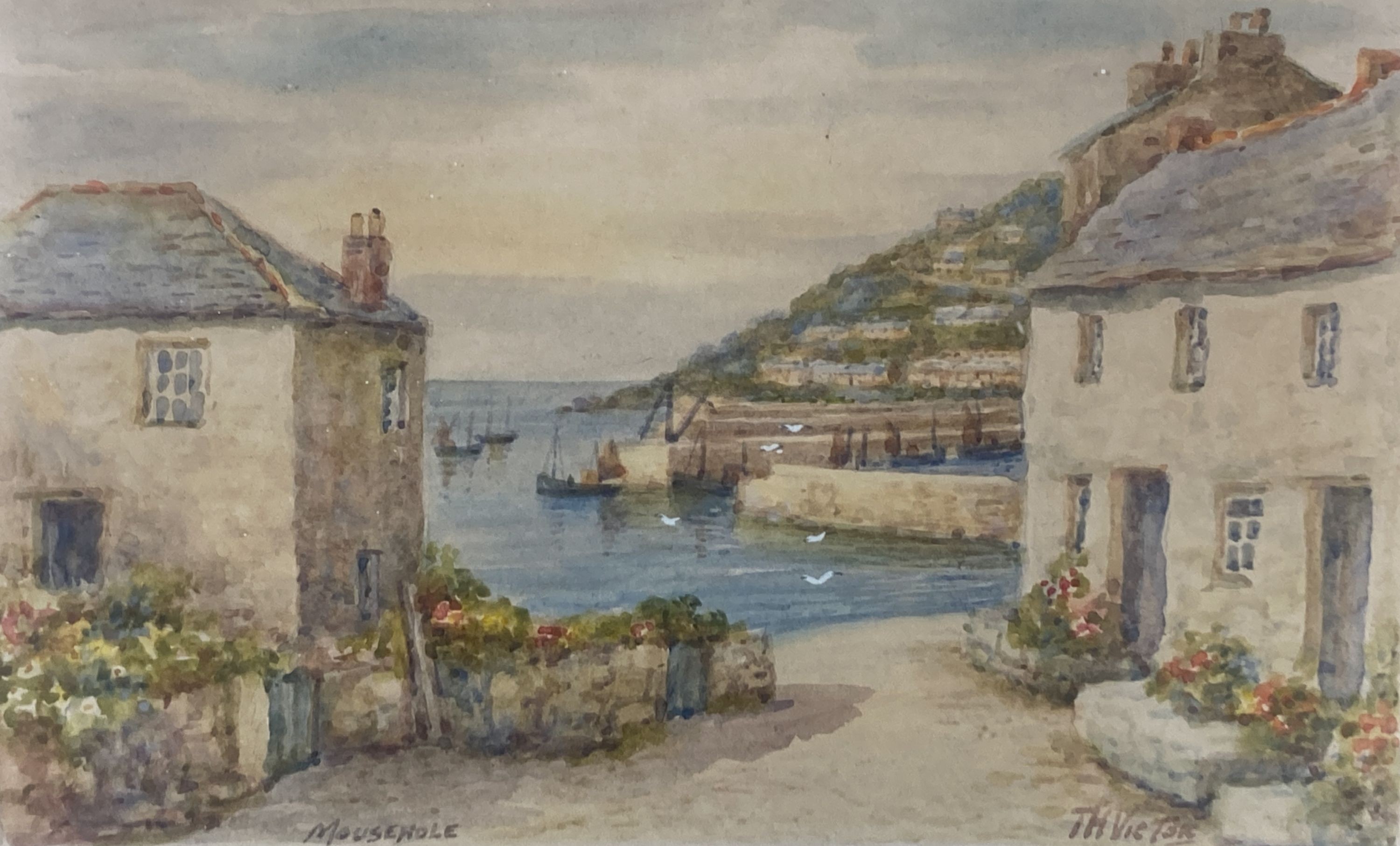 Thomas Herbert Victor (1894-1980), watercolour, Mousehole, signed, 16 x 26cm.