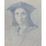 H W Phillips, pencil drawing, Andrea Del Sarto, label verso, 21 x 17cm.