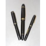 A Mont Blanc fountain pen, 4810 nib and two other fountain pens