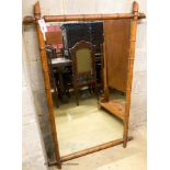 A Victorian faux bamboo frame rectangular wall mirror, width 80cm, height 128cm
