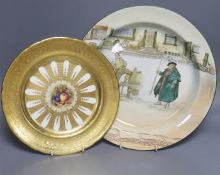 An Aynsley cabinet plate, painted with fruit, signed B.Jones, 26cm and a Royal Doulton Dickens ware