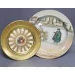 An Aynsley cabinet plate, painted with fruit, signed B.Jones, 26cm and a Royal Doulton Dickens ware