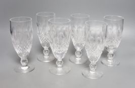 A set of six Waterford cut crystal 'Colleen' champagne flutes, 15.5cm