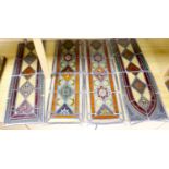 Four late 19th century stained and lead glass panels, 81 x 27cm