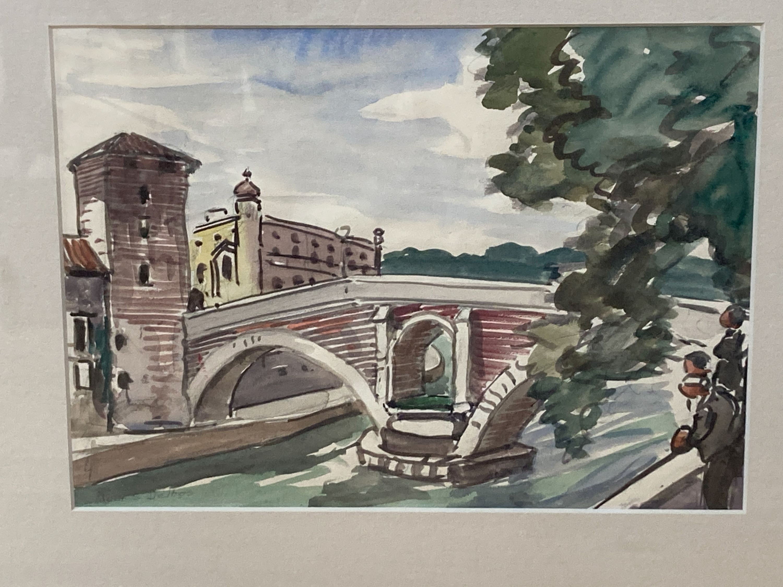 Julius Delos (1879-1970), four watercolours, Views in Naples, Rome and Venice, signed, largest 30 x - Image 2 of 7