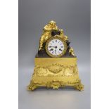 A 19th century French ormolu mantel clock, Marti movement count wheel striking on a bell, with