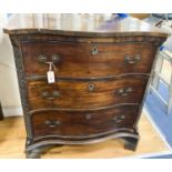 A George III style mahogany serpentine secretaire chest, width 87cm, depth 56cm, height 96cm