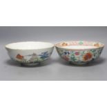 Two Chinese famille rose enamelled porcelain bowls, diameter 23cm