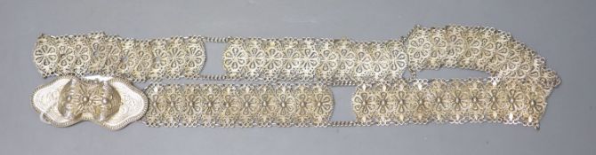 A Turkish filigree work belt, 94 cm long
