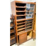 A mid century teak haberdashery cabinet, width 92cm, depth 50cm, height 194cm