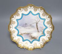 A Royal Doulton cabinet plate, painted with a river landscape, with Caerphilly Castle, signed, 22.