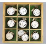 Ten assorted Victorian silver keyless pocket watches.