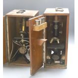 Two mahogany cased microscopes by C. Baker, London, with lenses