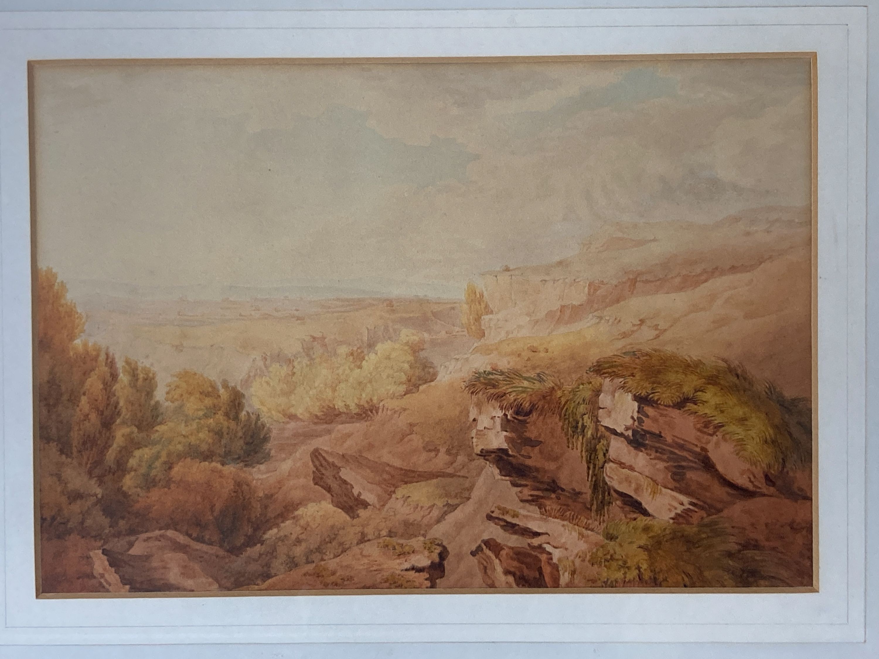 Attributed to James Bourne (1773-1854) pair of watercolours, Hampton Cliffs near Bath and on the - Image 2 of 4