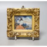 A small late 18th / early 19th century China Trade reverse painting on glass, 10 x 12cm