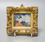 A small late 18th / early 19th century China Trade reverse painting on glass, 10 x 12cm