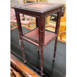A Chinese rosewood and faux bamboo table, W.37cm D.37cm H.80cm
