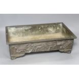 A Japanese bronze rectangular planter, width 39cm height 11cm