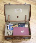 Cigar ephemera and mixed collectables in a leather suitcase