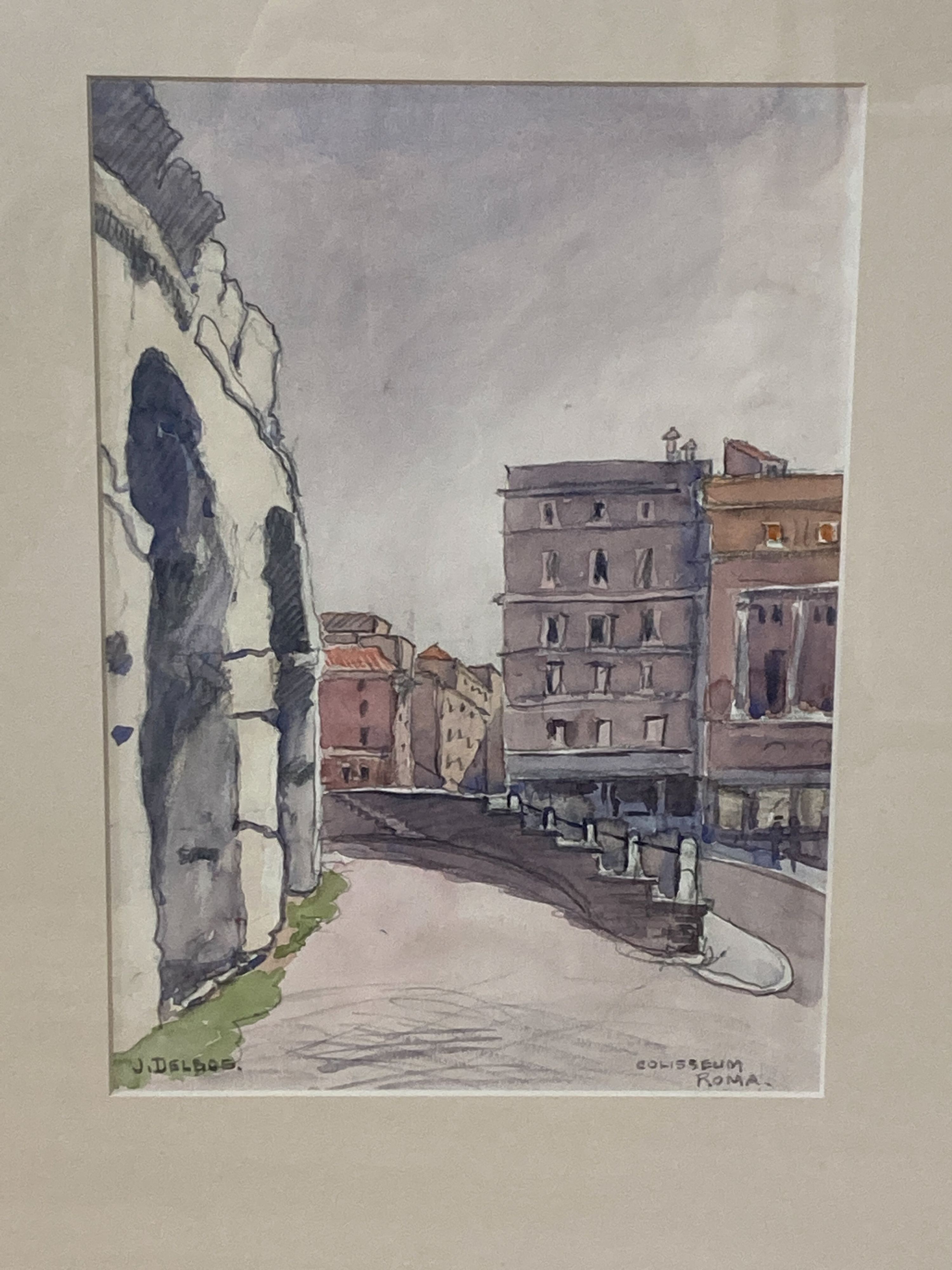 Julius Delos (1879-1970), four watercolours, Views in Naples, Rome and Venice, signed, largest 30 x - Image 5 of 7