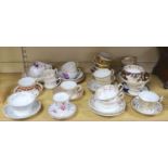 A group of 19th century and later cups and saucers, etc., majority English porcelain