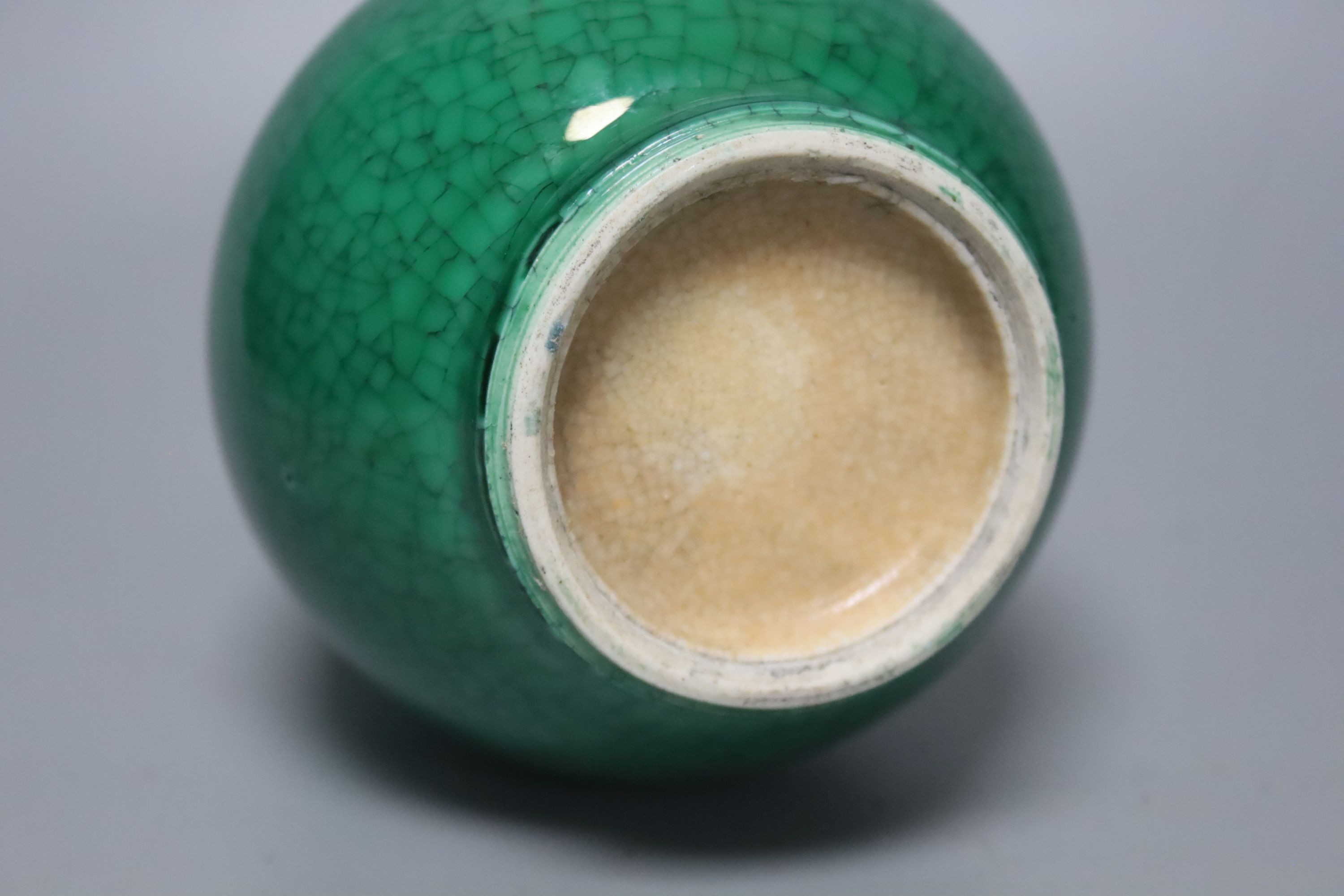 A Chinese green crackle glaze baluster vase, 16cm - Image 3 of 3